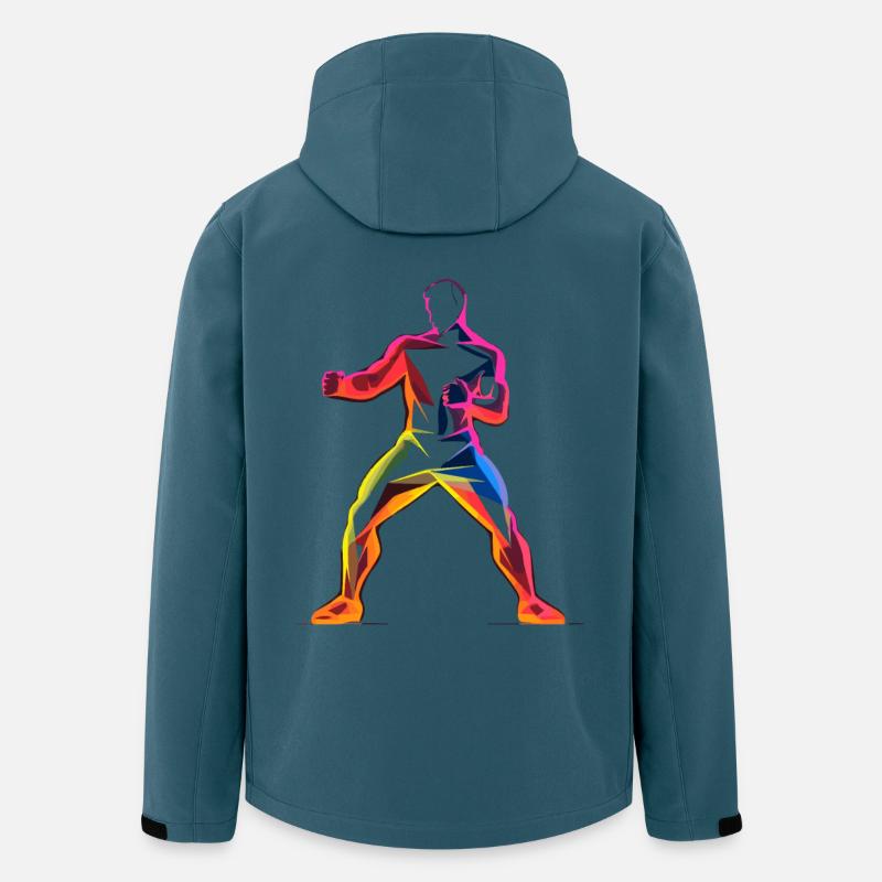Kickboxer Cartoon Stil - Recycelte Männer Softshell-Jacke von Stanley/Stella - Dunkles Petrol