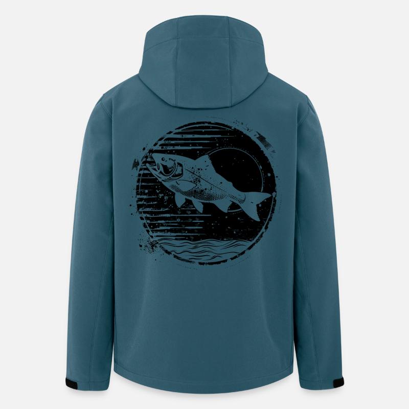 Fischerei Zeichnung - Recycelte Männer Softshell-Jacke von Stanley/Stella - Dunkles Petrol