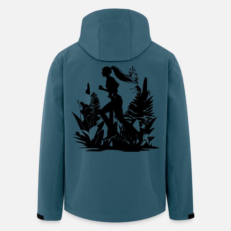 Läuferin Comic Look - Recycelte Männer Softshell-Jacke von Stanley/Stella - Dunkles Petrol