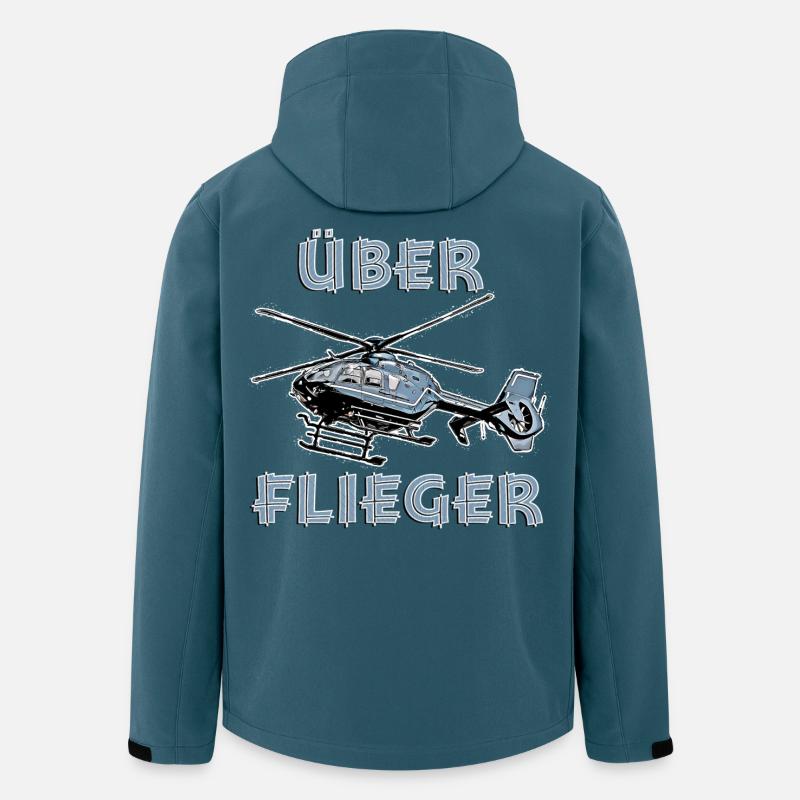 Hélicoptère de haut vol - Veste softshell homme en polyester recyclé Stanley/Stella - bleu pétrole foncé