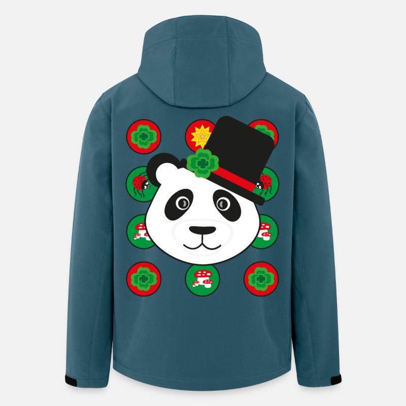 Neujahr Panda mit Kleeblatt. - Recycelte Männer Softshell-Jacke von Stanley/Stella - Dunkles Petrol