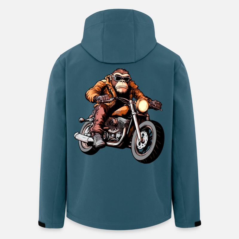 Affen Motorradfahrer / Motorrad Affe - Recycelte Männer Softshell-Jacke von Stanley/Stella - Dunkles Petrol