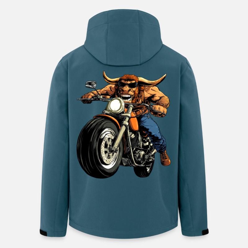 Stiere Motorrad / Motorradfahrer Stier - Recycelte Männer Softshell-Jacke von Stanley/Stella - Dunkles Petrol