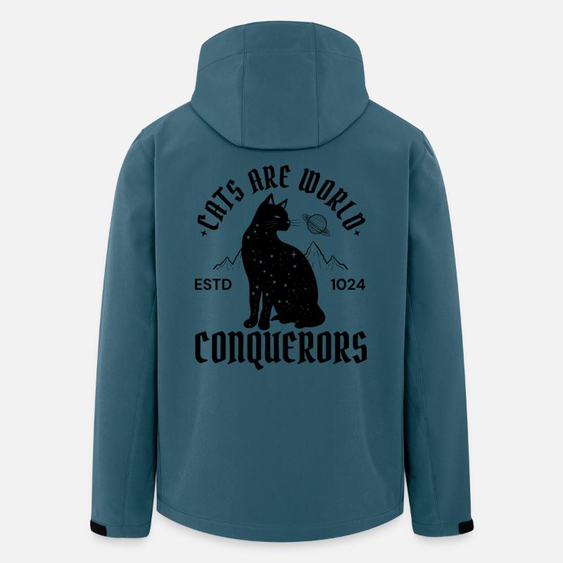 Black Cat Conqueror - Mystisches Katzenmotiv - Recycelte Männer Softshell-Jacke von Stanley/Stella - Dunkles Petrol