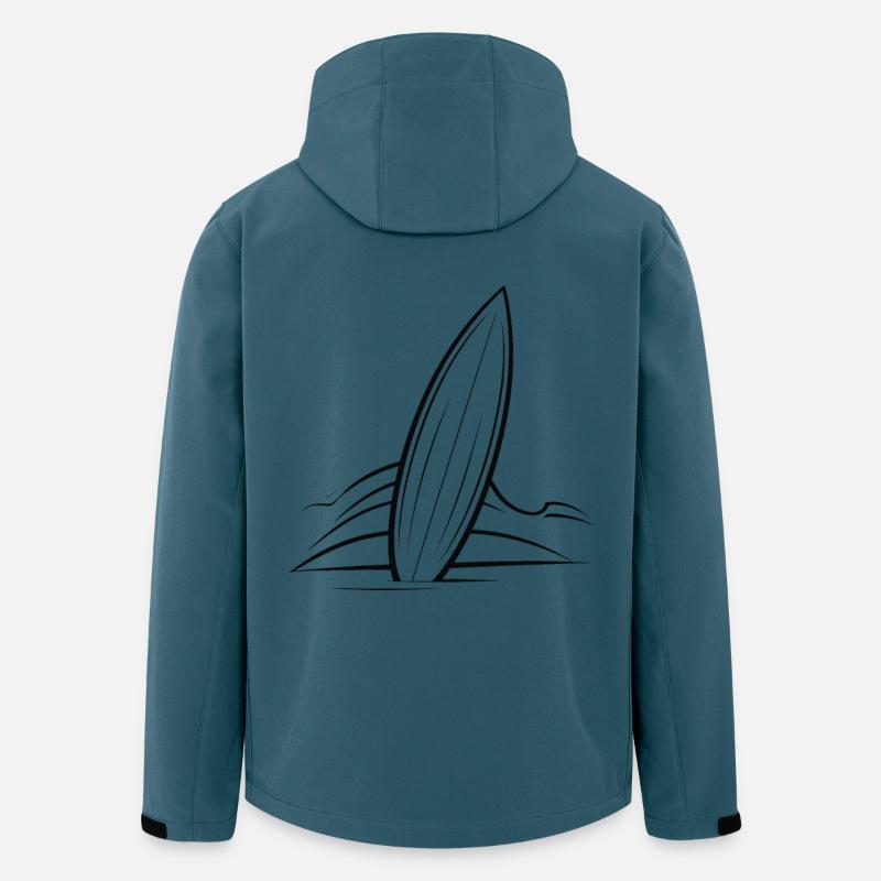 Dessin de planche de surf - Veste softshell homme en polyester recyclé Stanley/Stella - bleu pétrole foncé
