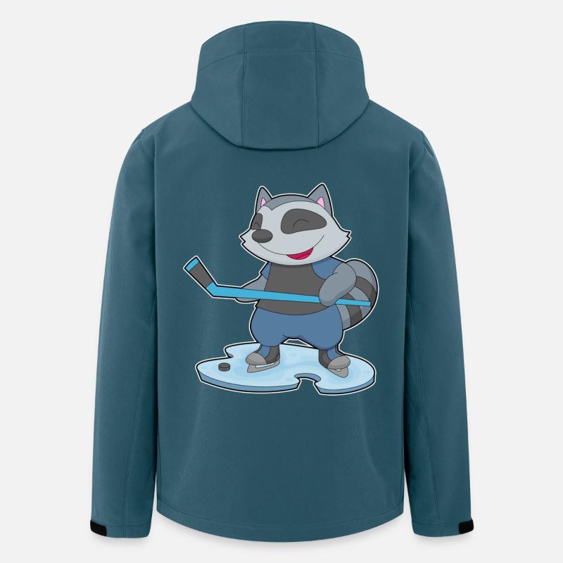 Waschbär Eishockey Eishockeyschläger - Recycelte Männer Softshell-Jacke von Stanley/Stella - Dunkles Petrol