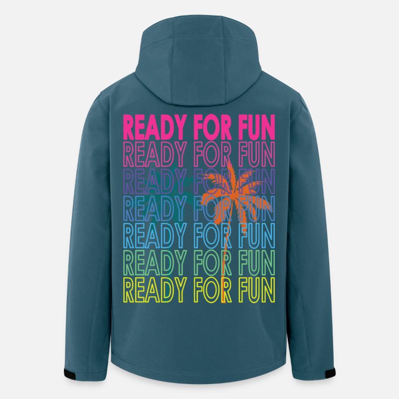 Neon Tropentext Ready for Fun - Recycelte Männer Softshell-Jacke von Stanley/Stella - Dunkles Petrol