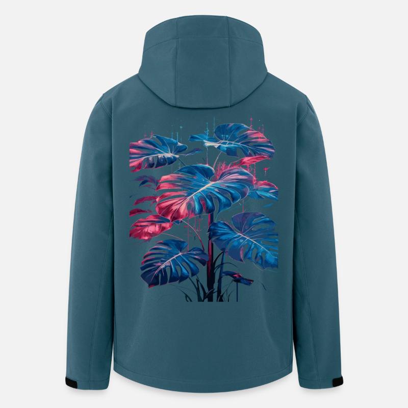 Retro Monstera Pflanze Neon Synthwave - Recycelte Männer Softshell-Jacke von Stanley/Stella - Dunkles Petrol