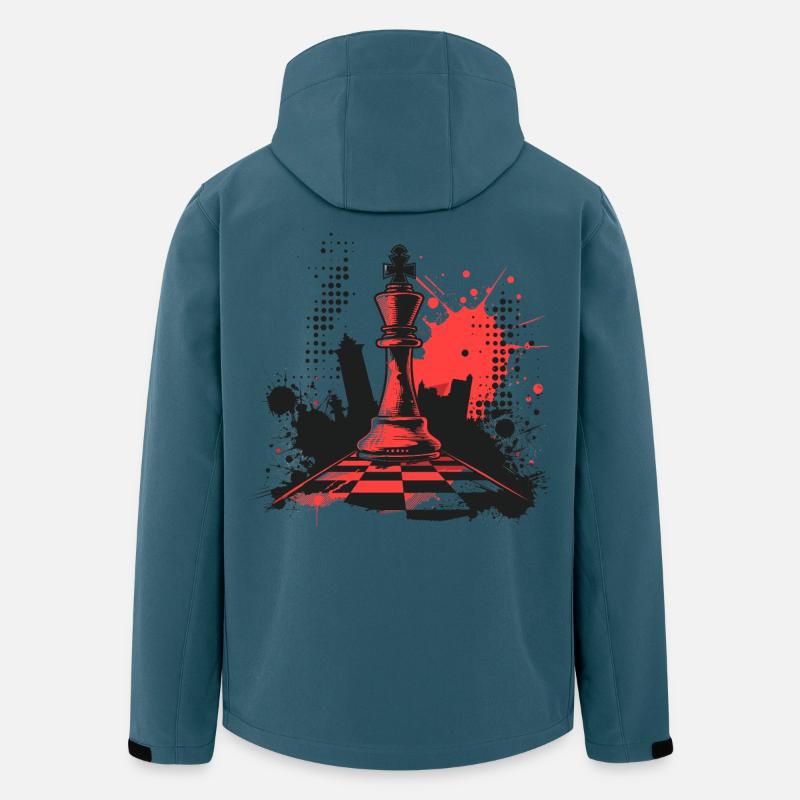 Pièces d’échecs Graffiti - Veste softshell homme en polyester recyclé Stanley/Stella - bleu pétrole foncé