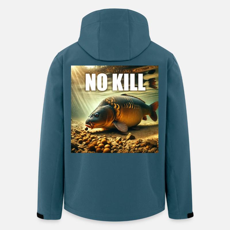 Carpe cuire qui déguste ses bouillettes - Veste softshell homme en polyester recyclé Stanley/Stella - bleu pétrole foncé