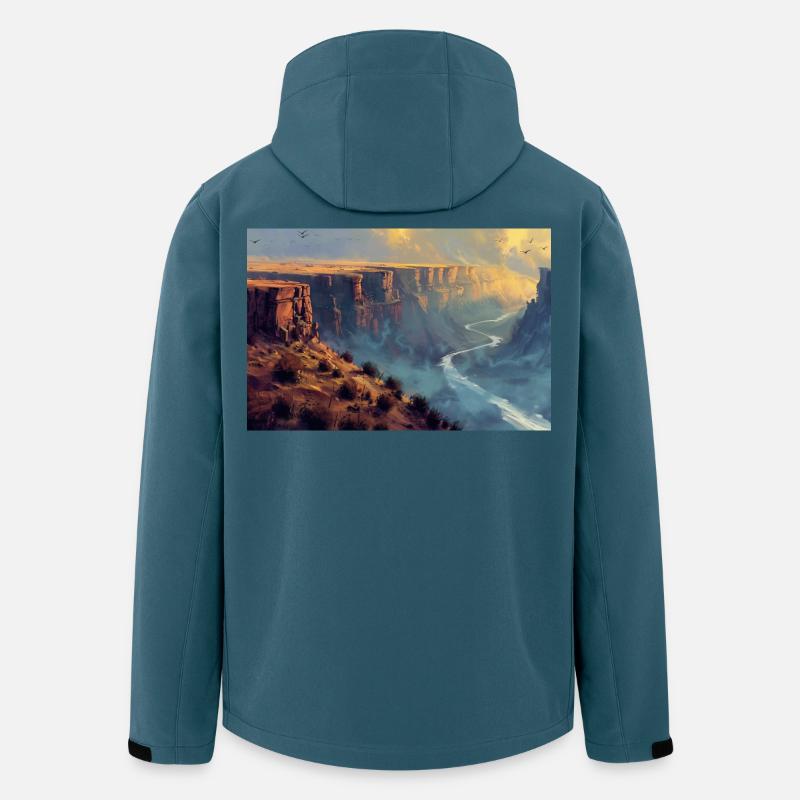 Canyon Landschaft Illustration Poster - Recycelte Männer Softshell-Jacke von Stanley/Stella - Dunkles Petrol