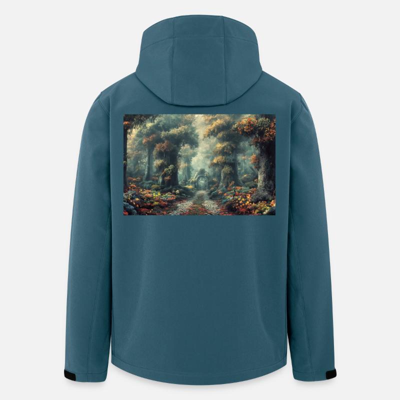 Poster Illustration Paysage de Forêt - Veste softshell homme en polyester recyclé Stanley/Stella - bleu pétrole foncé