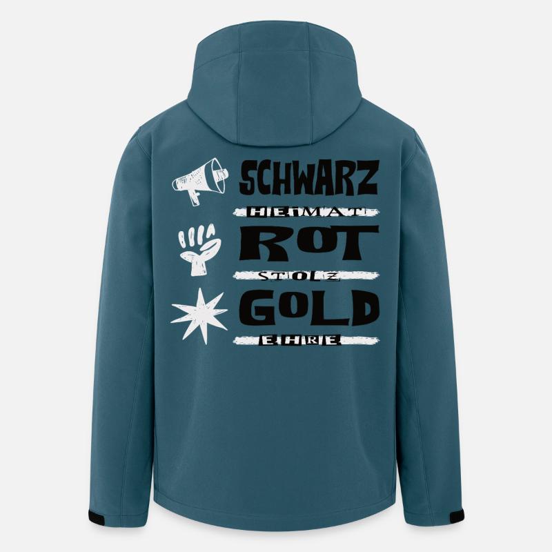 Schwarz Rot Gold - Recycelte Männer Softshell-Jacke von Stanley/Stella - Dunkles Petrol