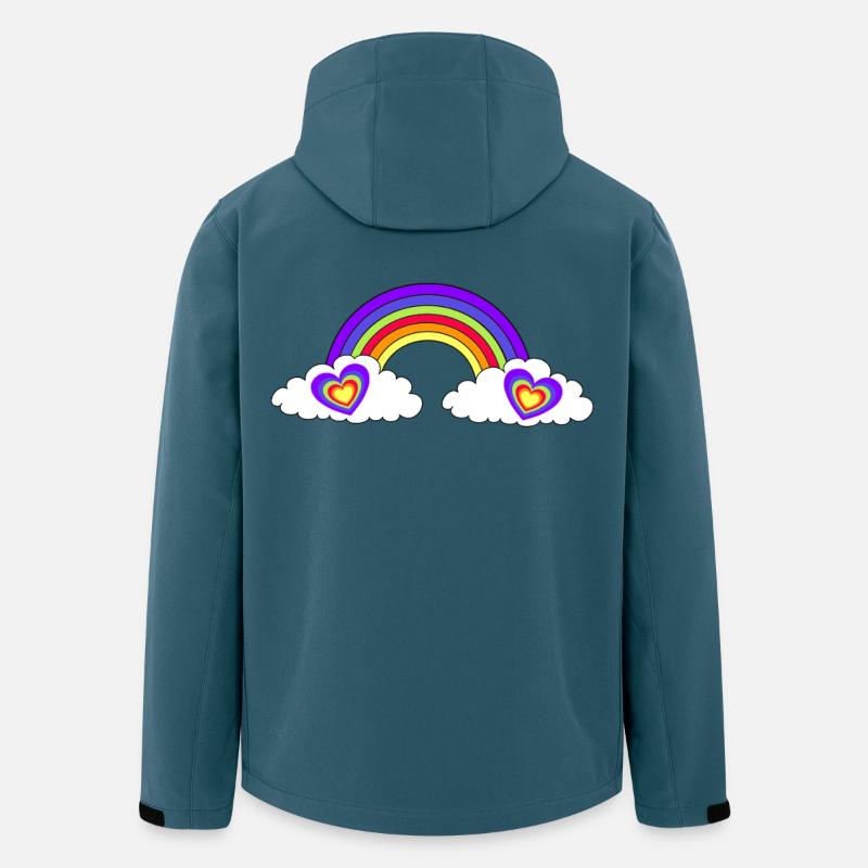 Coeurs arc-en-ciel LGBT - Veste softshell homme en polyester recyclé Stanley/Stella - bleu pétrole foncé