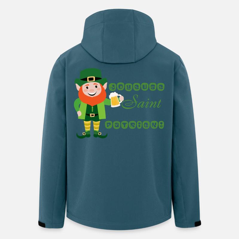 Joyeuse Saint Patrick - Leprechaun Souriant - Veste softshell homme en polyester recyclé Stanley/Stella - bleu pétrole foncé