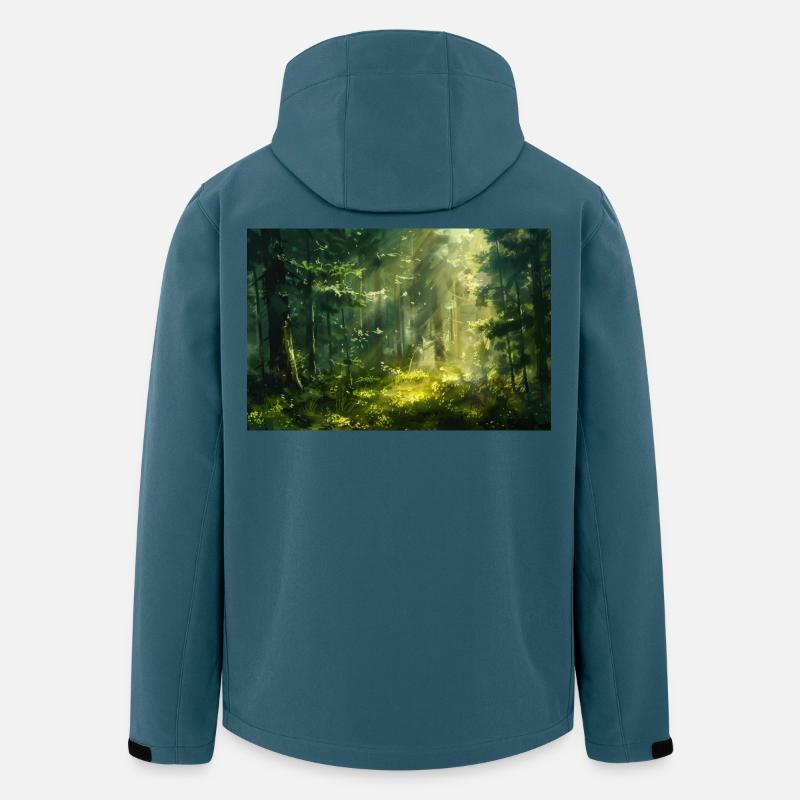 Waldlandschaft Illustration Poster - Recycelte Männer Softshell-Jacke von Stanley/Stella - Dunkles Petrol