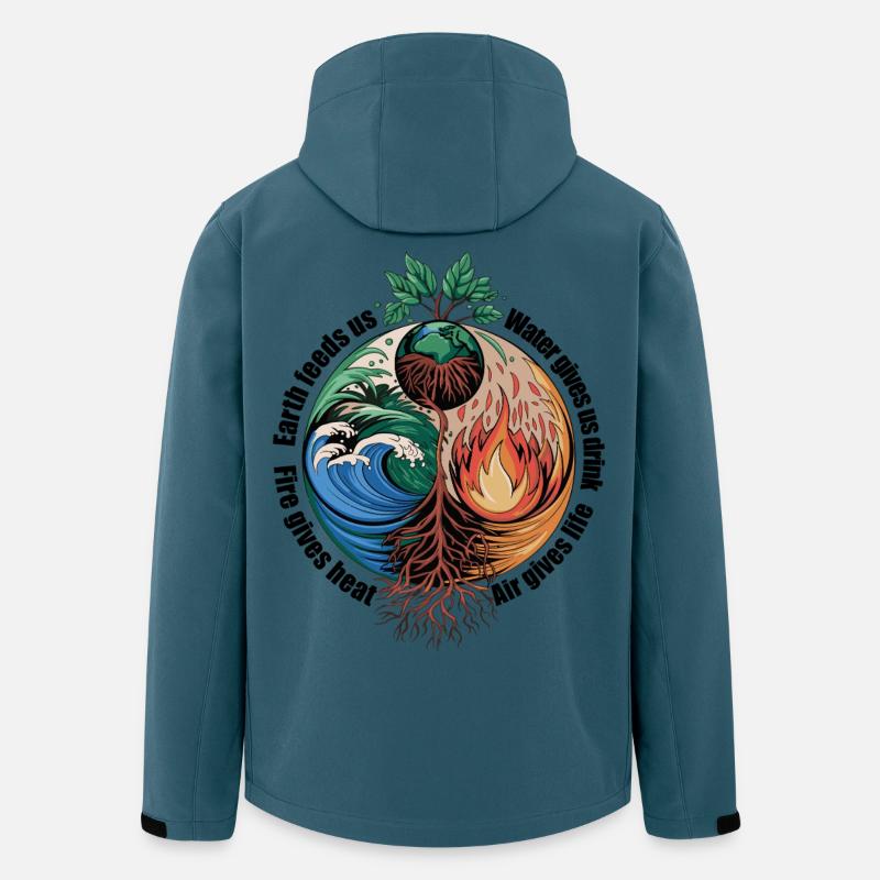 Vier-Elemente-Baum - Erde, Wasser, Feuer, Luft - Recycelte Männer Softshell-Jacke von Stanley/Stella - Dunkles Petrol