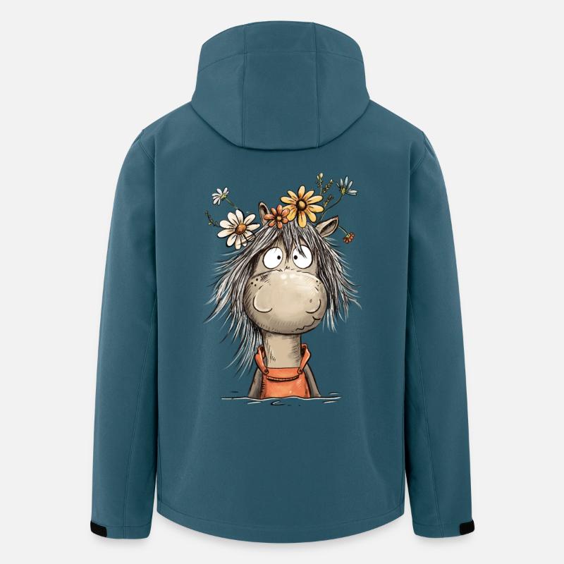 Pferd Mit Wildblumen Cartoon Reiter - Recycelte Männer Softshell-Jacke von Stanley/Stella - Dunkles Petrol