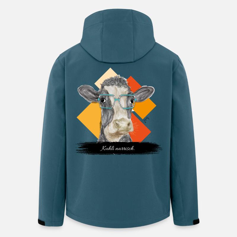 JvG Kuh "Kuhli narrisch" - Recycelte Männer Softshell-Jacke von Stanley/Stella - Dunkles Petrol