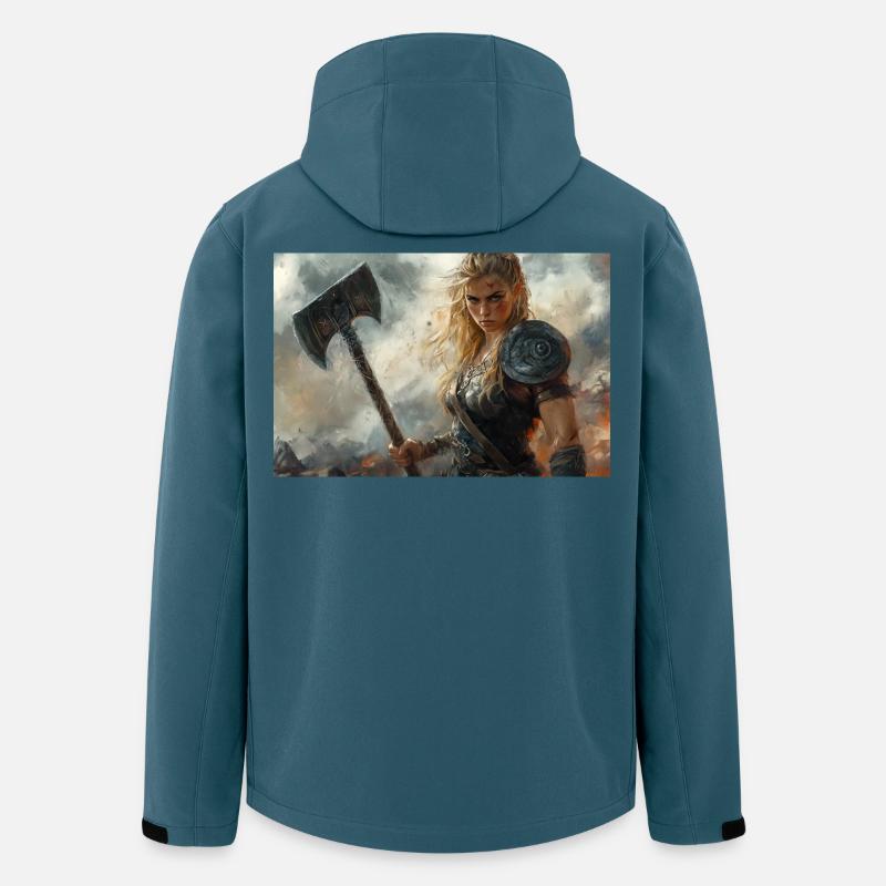 Wikingerfrau Illustration Poster - Recycelte Männer Softshell-Jacke von Stanley/Stella - Dunkles Petrol