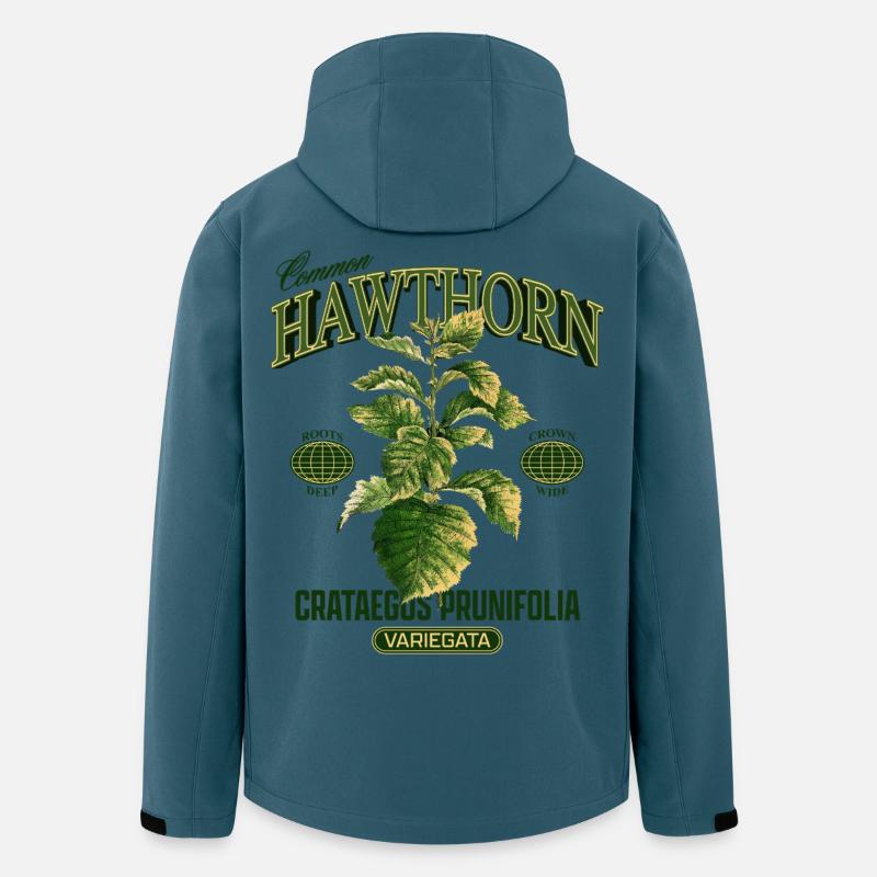 Common Hawthorn Botanical Art - Recycelte Männer Softshell-Jacke von Stanley/Stella - Dunkles Petrol