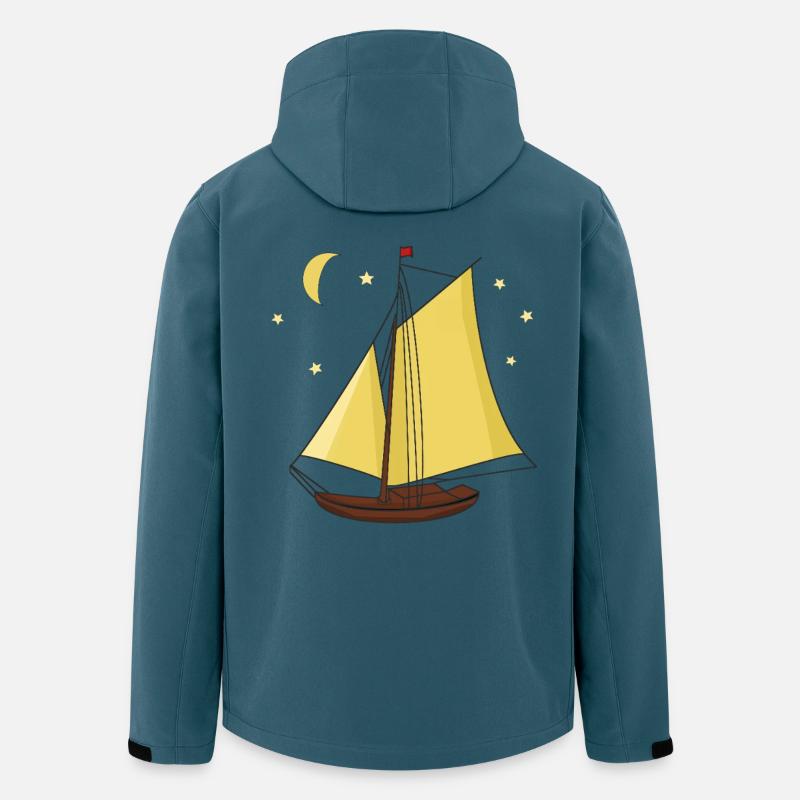 Segelboot Boot Schiff Seefahrt Sterne Mond - Recycelte Männer Softshell-Jacke von Stanley/Stella - Dunkles Petrol
