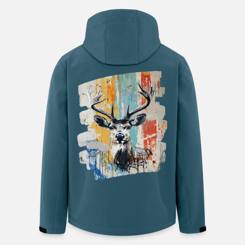 Hirsch mit Geweih - Recycelte Männer Softshell-Jacke von Stanley/Stella - Dunkles Petrol
