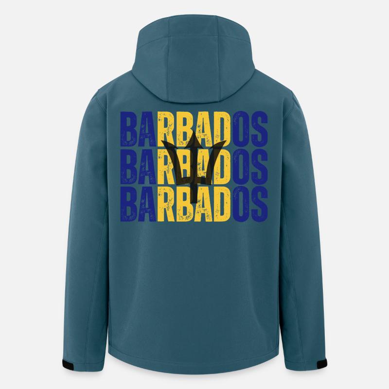 Drapeau de la Barbade, fierté barbadienne - Veste softshell homme en polyester recyclé Stanley/Stella - bleu pétrole foncé