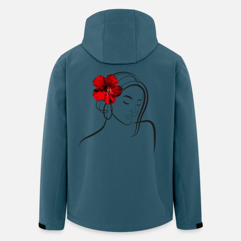 Elegante Blumenkopffrau mit Mohnblume - Recycelte Männer Softshell-Jacke von Stanley/Stella - Dunkles Petrol