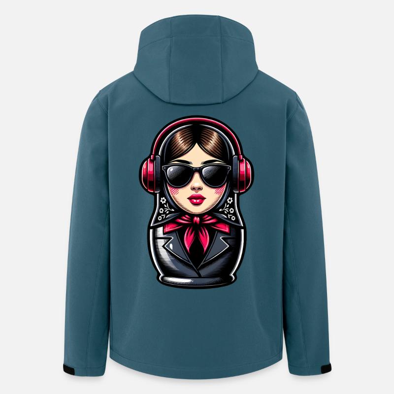 Matroschka mit Kopfhörern - Recycelte Männer Softshell-Jacke von Stanley/Stella - Dunkles Petrol