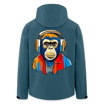 Monkey with headphones - Men’s Recycled Softshell Jacket by Stanley/Stella - stargazer - Back - AI Model Male 185 light (185cm)