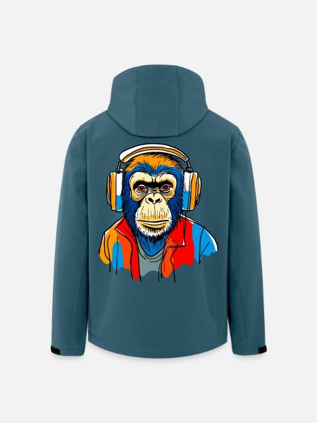 Singe avec casque - Veste softshell homme en polyester recyclé Stanley/Stella - bleu pétrole foncé