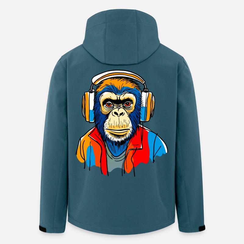 Singe avec casque - Veste softshell homme en polyester recyclé Stanley/Stella - bleu pétrole foncé