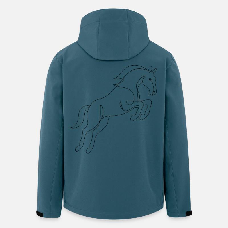 Dessin au trait - Cheval - Veste softshell homme en polyester recyclé Stanley/Stella - bleu pétrole foncé