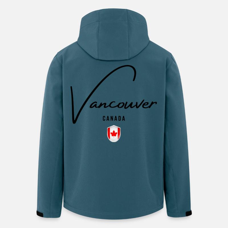 J’adore Vancouver, souvenir de Vancouver - Veste softshell homme en polyester recyclé Stanley/Stella - bleu pétrole foncé