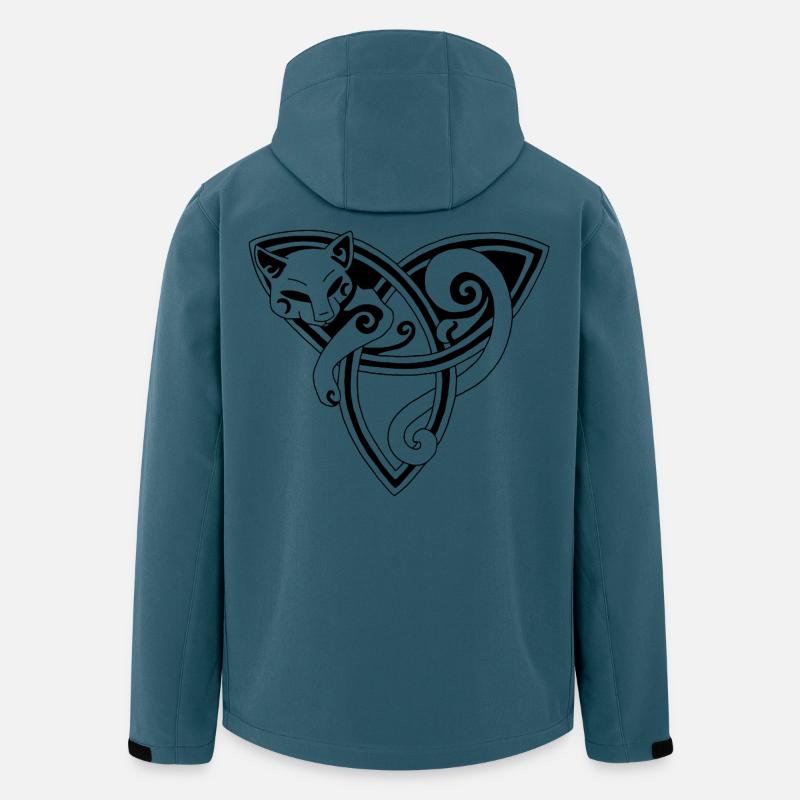 Le chat celte se repose (noir) - Veste softshell homme en polyester recyclé Stanley/Stella - bleu pétrole foncé