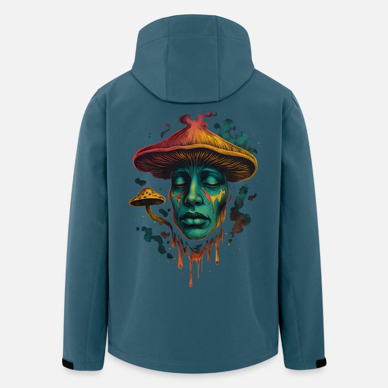 Psychedelisches Pilzgesicht Surreales Design - Recycelte Männer Softshell-Jacke von Stanley/Stella - Dunkles Petrol