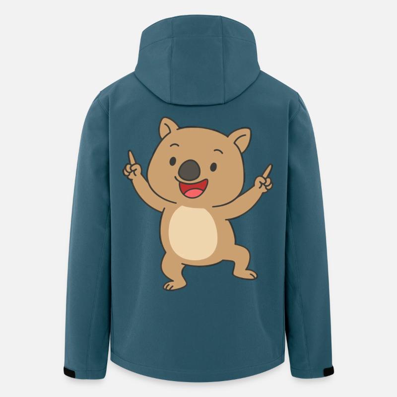 Dessin animé de bébé wombat dansant - Veste softshell homme en polyester recyclé Stanley/Stella - bleu pétrole foncé