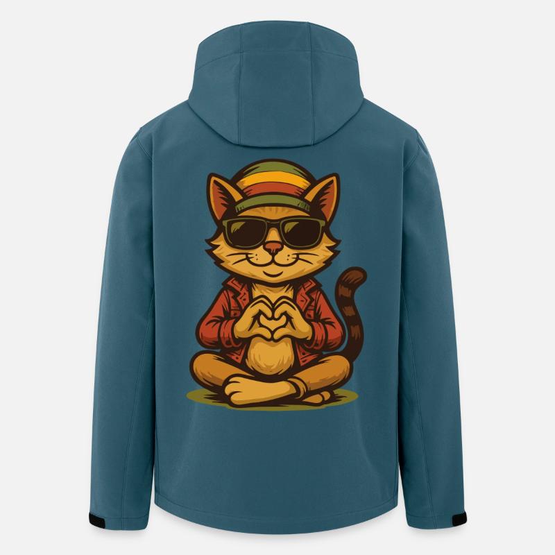 Reggae Love Cat - Recycelte Männer Softshell-Jacke von Stanley/Stella - Dunkles Petrol