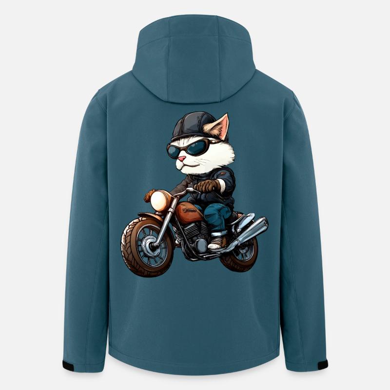 Motorradfahrer Katze - Recycelte Männer Softshell-Jacke von Stanley/Stella - Dunkles Petrol