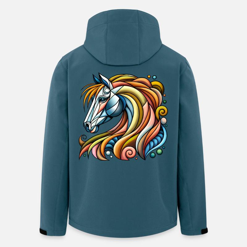 Lebendiges abstraktes Einhorn-Porträt - Recycelte Männer Softshell-Jacke von Stanley/Stella - Dunkles Petrol