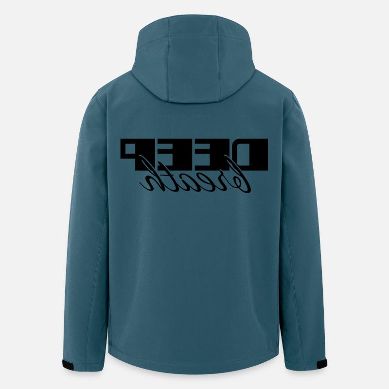 Deep Breath Elegantes Selbstfürsorge-Skriptdesign - Recycelte Männer Softshell-Jacke von Stanley/Stella - Dunkles Petrol
