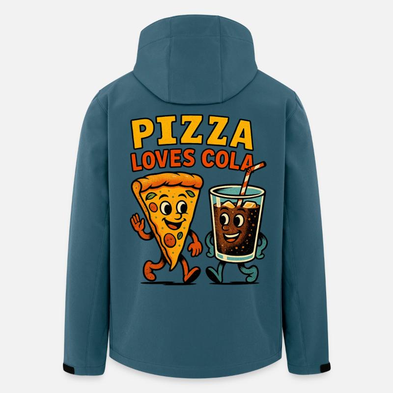 Pizza und Cola Happy Duo Design - Recycelte Männer Softshell-Jacke von Stanley/Stella - Dunkles Petrol