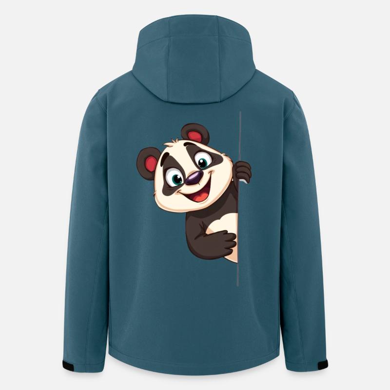 Süßer Panda schaut hervor: Cartoon Tier Design - Recycelte Männer Softshell-Jacke von Stanley/Stella - Dunkles Petrol