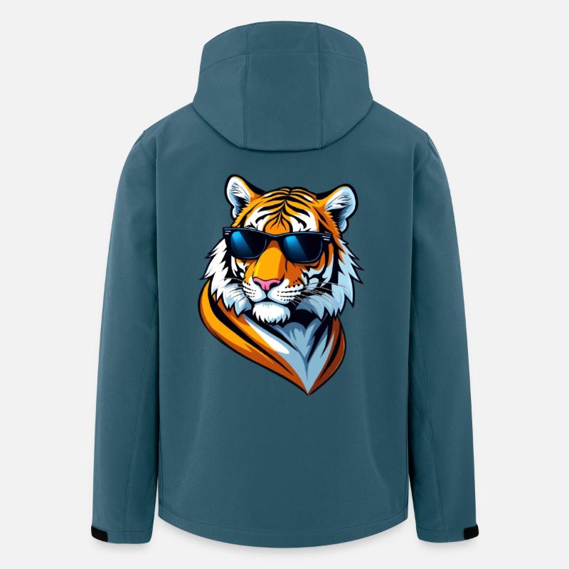 Cool Tiger avec lunettes de soleil - Veste softshell homme en polyester recyclé Stanley/Stella - bleu pétrole foncé