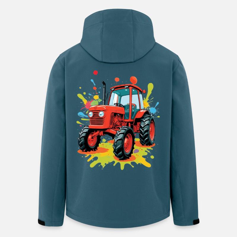 Farbenfroher Traktor Kunstdesign - Recycelte Männer Softshell-Jacke von Stanley/Stella - Dunkles Petrol