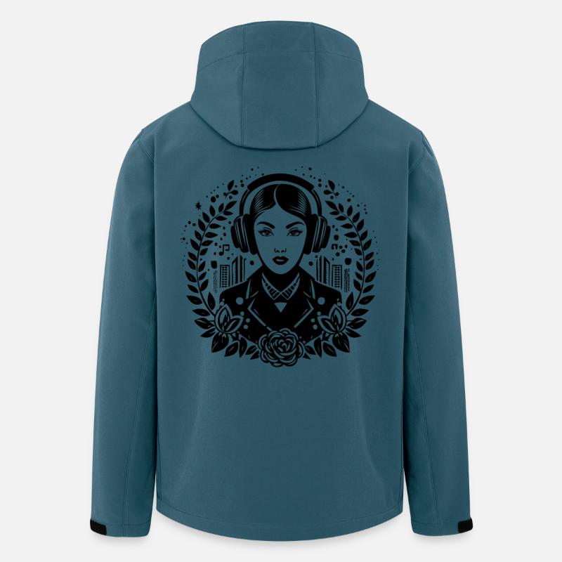 Träumerin Traum Gedanke – Frau, Kopfhörer, Blick - Recycelte Männer Softshell-Jacke von Stanley/Stella - Dunkles Petrol