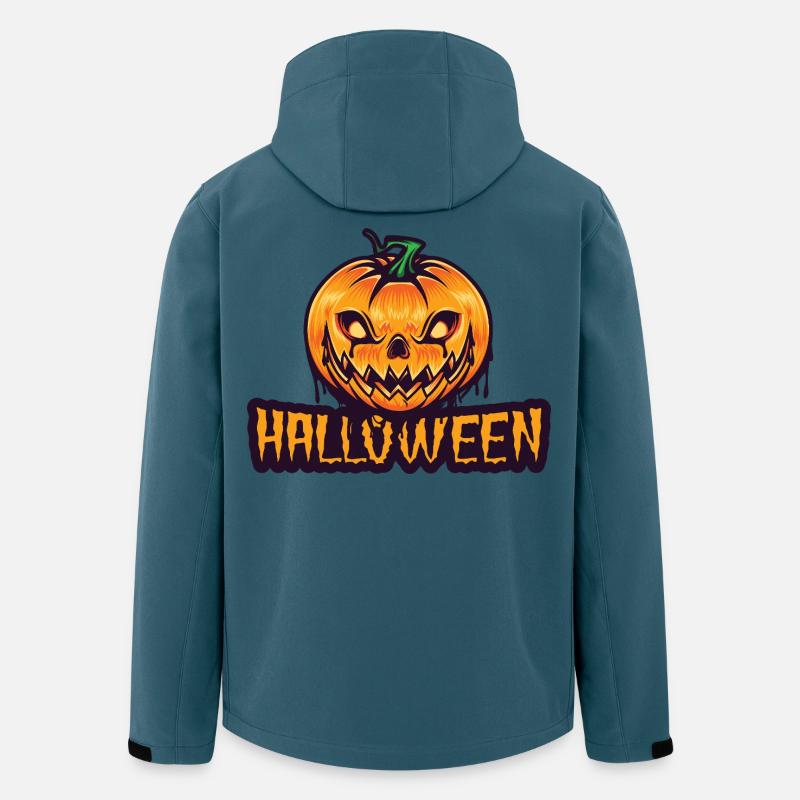 Gruseliger Kürbis Halloween Design - Recycelte Männer Softshell-Jacke von Stanley/Stella - Dunkles Petrol