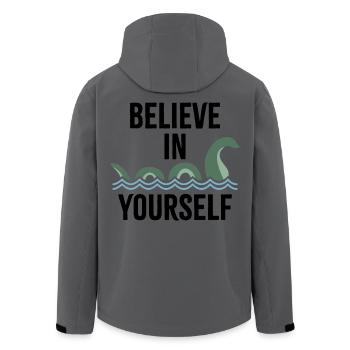 an sich selbst glauben - Recycelte Männer Softshell-Jacke von Stanley/Stella - Dunkles Petrol - Hinten - AI Model Male 185 light (185cm)