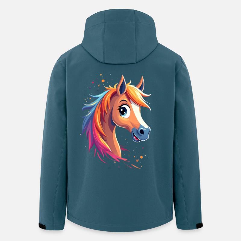 Buntes Pferd mit Regenbogenmähne - Recycelte Männer Softshell-Jacke von Stanley/Stella - Dunkles Petrol